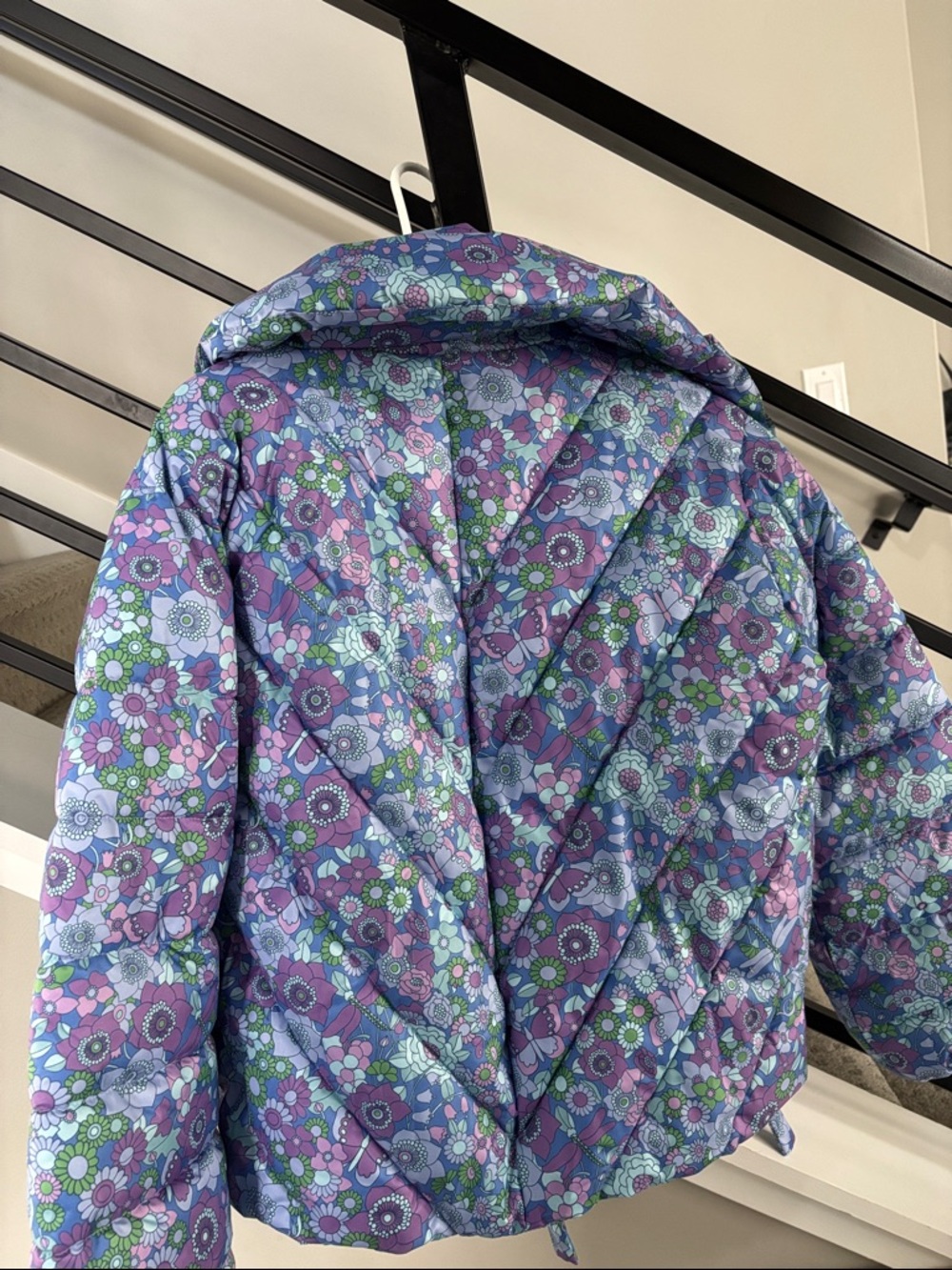 Damson Madder Purple Floral Quilted Puffer Jacket - Picture 2 of 2